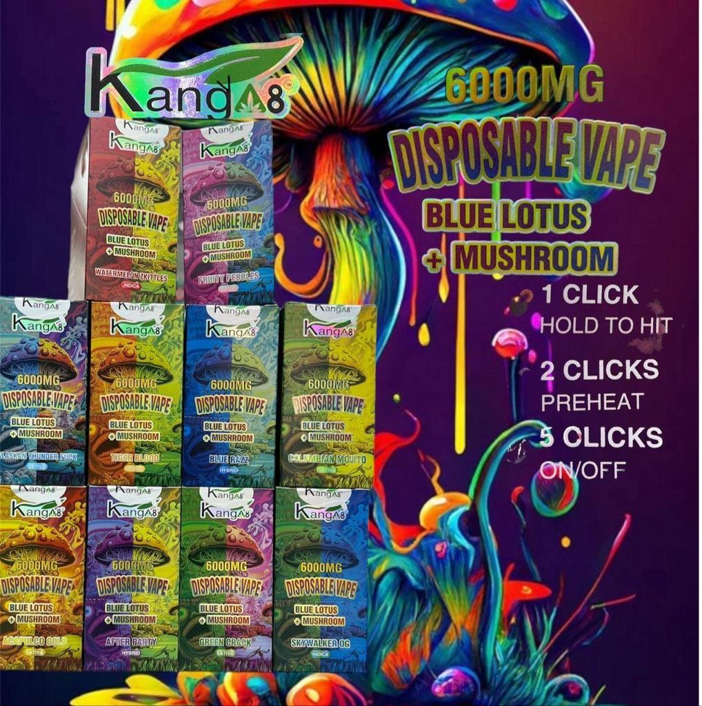 KANG DELTA 8 6000MG BLUE LOTUS + MUSHROOM VAPESATL.COM KANG DELTA 8 6000MG BLUE LOTUS + MUSHROOM VAPESATL.COM