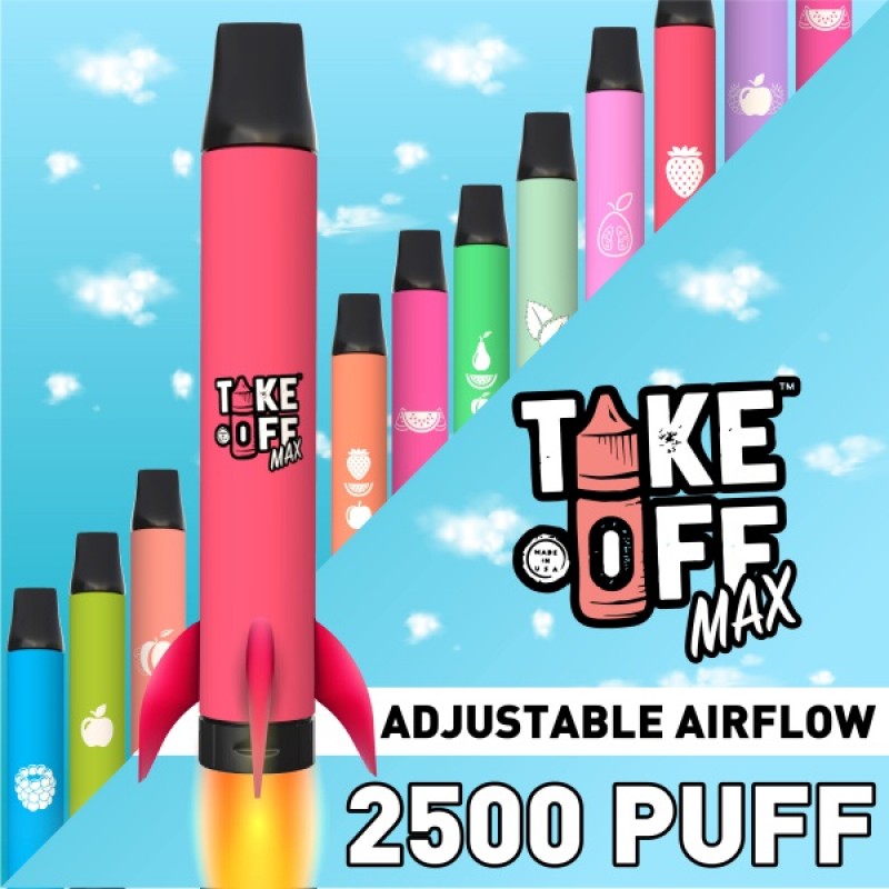 Take Off MAX Disposable 5% Adjustable Airflow 2500+ Puff VAPESATL.COM Take Off MAX Disposable 5% Adjustable Airflow 2500+ Puff VAPESATL.COM