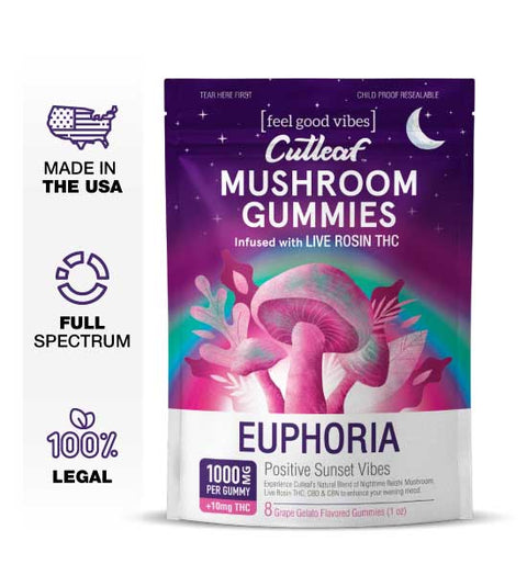 CUTLEAF EUPHORIA MUSHROOM GUMMIES LIVE ROSIN THC