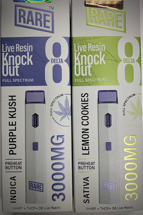 RARE DELTA 8 LIVE RESIN KNOCK OUT 3GM DISPOSABLE